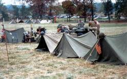 Line of Pup Tents set up at a Living History display.