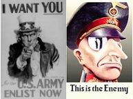 WW2 posters of Uncle Sam and a characature of a Nazi officer takes you to sites maintained by WWII reenacting groups portraying military units of various countries.